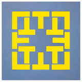 Rhino Pickleball Court Marker Set full 12-piece bright yellow T and L shaped portable boundary markers arranged on blue court surface