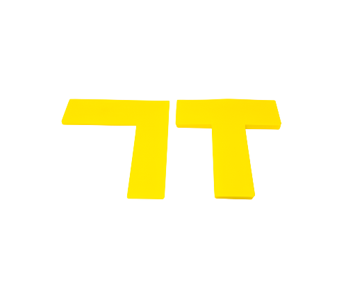 Rhino Pickleball Court Marker Set bright yellow T-shaped portable boundary markers for temporary indoor gym and outdoor pickleball courts