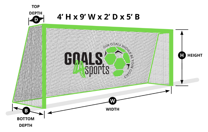 4'x9'x2'x5' 4mm Soccer Net | White
