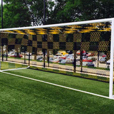 Two Tone 3mm Hex Soccer Nets - Black and Gold on Goal