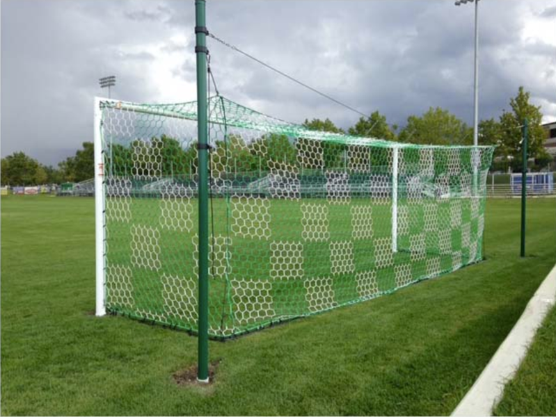 Two Tone 3mm Hex Soccer Nets - Green and White on Goal