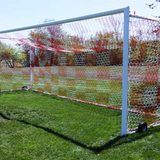 Two Tone 3mm Hex Soccer Nets - Red & White on Goal