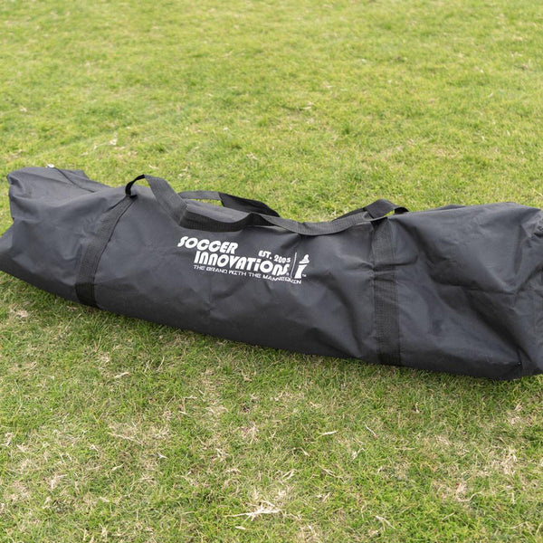 Black bag with 'Sogger Innovations' logo on a grassy field