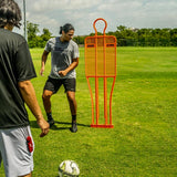Soccer training mannequin used for defensive positioning drills