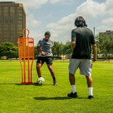 Soccer training mannequin used for one touch passing drills