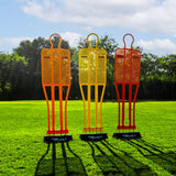 Soccer training mannequin with rubber turf base for indoor and outdoor use