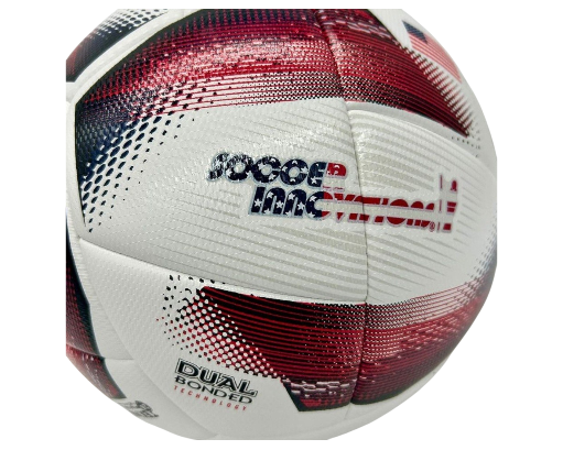 Spark Soccer Ball 2026 USA size 5 close-up showing red white blue panels and dual bonded construction