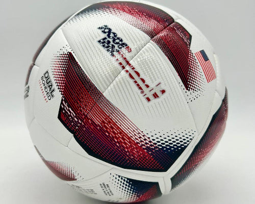 Spark Soccer Ball 2026 USA size 5 in red white and blue with American flag logo on white background