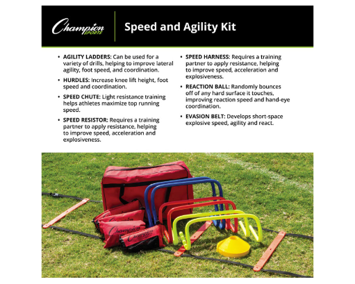 Complete Speed & Agility Training Kit with ladders, hurdles, resistance chute, cones and carry bag by Goals4Sports®