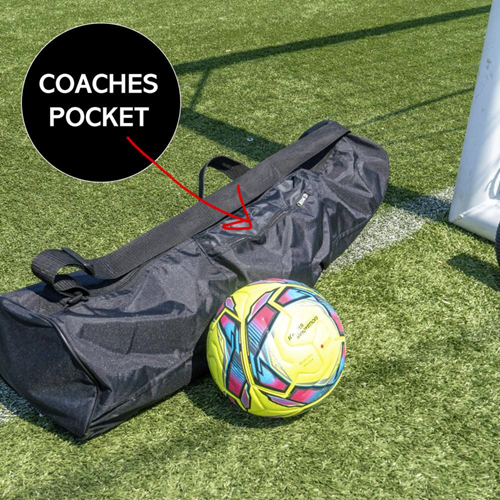 Soccer ball bag with side pocket for coaching accessories