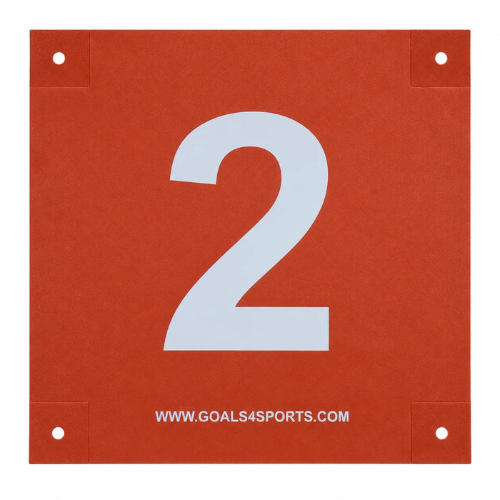 Red field ID marker with a large white number 2 and square corner tabs.
