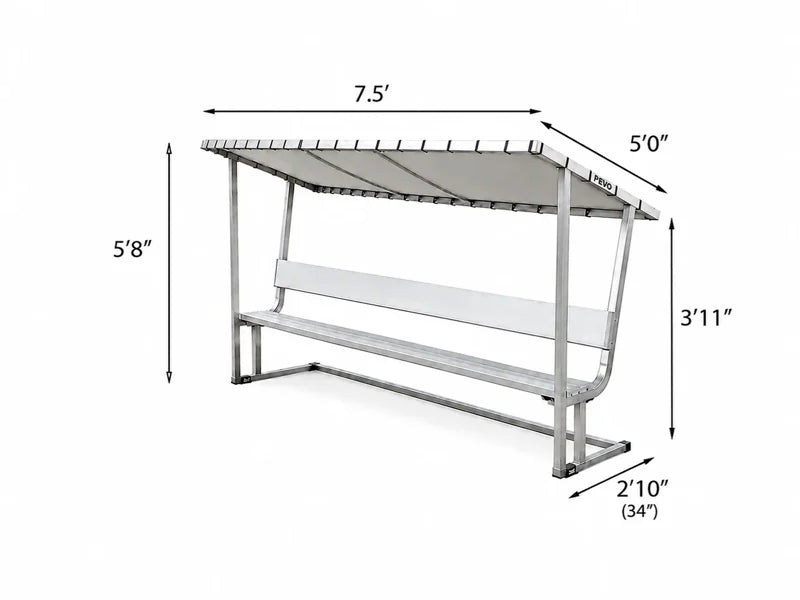 7.5ft covered bench dimensions