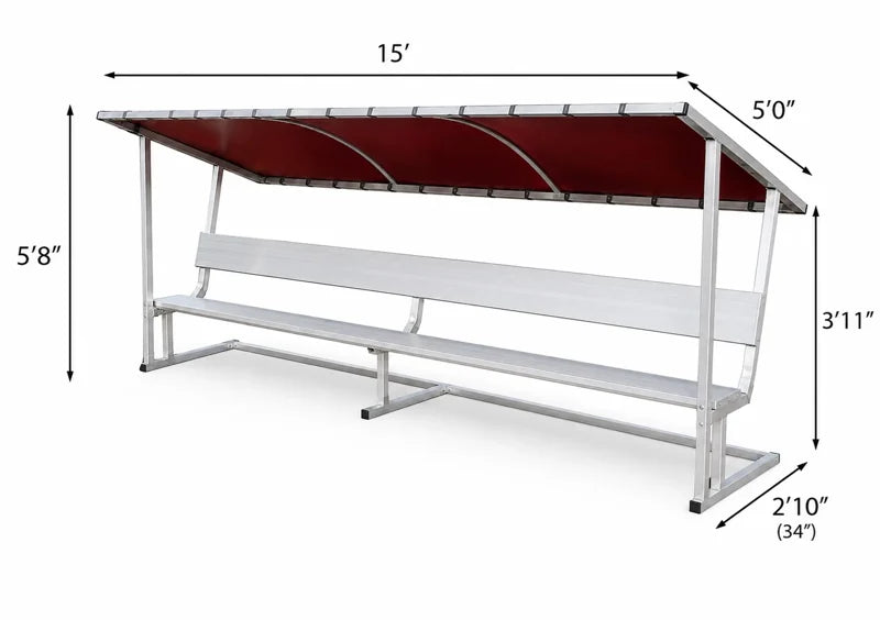 15ft covered bench dimensions